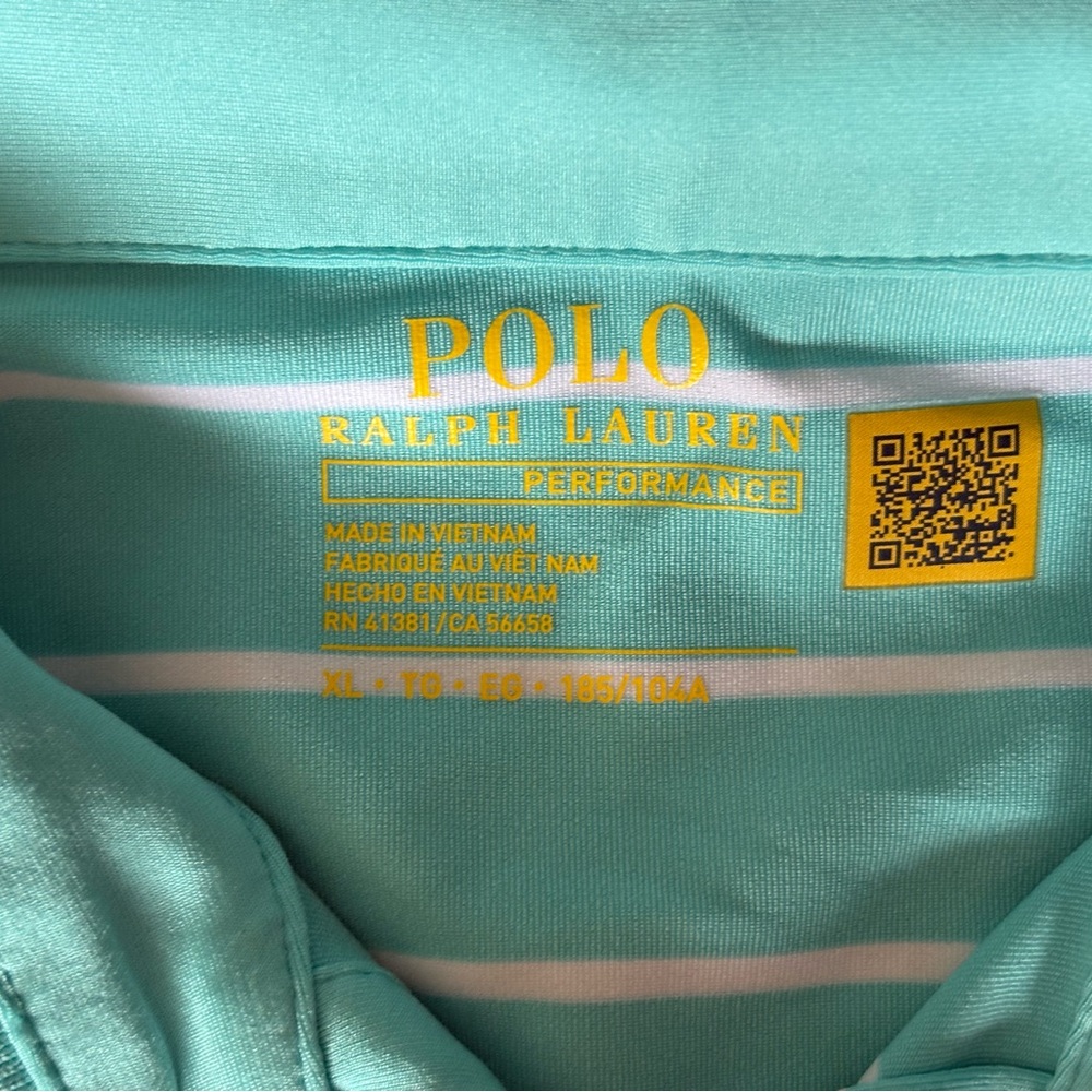 Polo by Ralph Lauren Men’s Striped Aqua Performance Polo Shirt - Picture 3 of 4